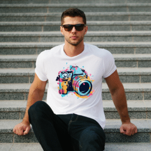 "Capture the Moment: Vibrant Camera Tee"