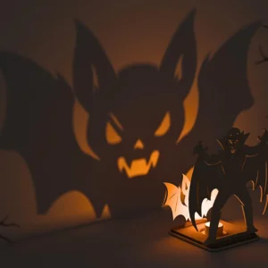 Vampire Bat Wooden Shadow Lamp – Haunted House Halloween Lighting