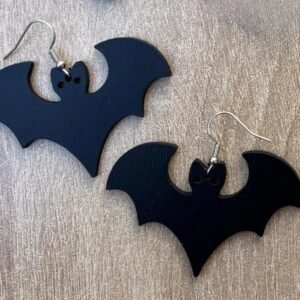Halloween Wide-Wing Bat Earrings – Wooden Laser Cut Jewelry