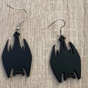 Halloween Bat Earrings – Laser Cut Wooden Silhouette Jewelry