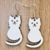 Halloween Cat Earrings – Wooden Sitting Cat Laser Cut Jewelry