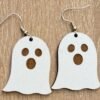 Halloween Ghost Earrings – Wooden Laser Cut Spooky Jewelry