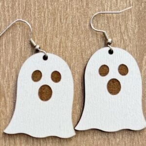 Halloween Ghost Earrings – Wooden Laser Cut Spooky Jewelry