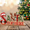 Wooden “Santa Stop Here” Christmas Sign – Festive Laser Cut Holiday Decoration for Home & Kids