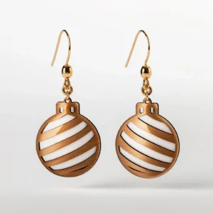 Christmas Bauble Earrings – Wooden Ornament Holiday Jewelry
