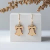 Christmas Bell Earrings with Bow – Festive Wooden Jewelry Gift