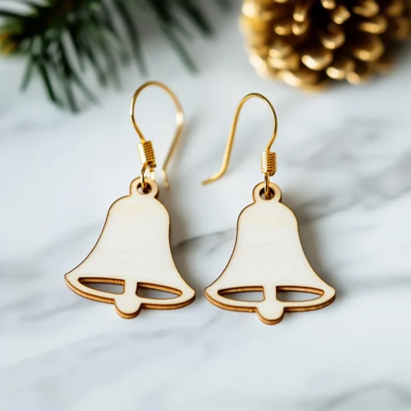 Classic Wooden Bell Christmas Earrings – Handmade Holiday Jewelry