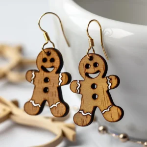 Gingerbread Man Earrings – Fun Wooden Christmas Jewelry