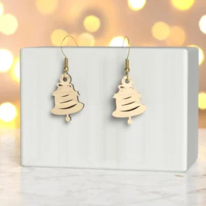 Wooden Christmas Bell Earrings – Festive Holiday Jewelry, Handmade Gift for Women