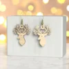 Wooden Reindeer Earrings – Holiday Antler Jewelry, Rustic Christmas Gift for Her