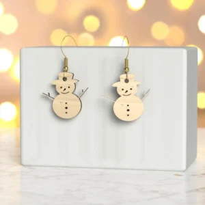 Wooden Snowman Earrings – Cute Holiday Jewelry, Winter Christmas Gift