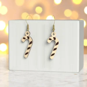 Wooden Candy Cane Earrings – Christmas Holiday Jewelry, Handmade Gift for Women