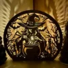 Halloween Witch Wooden LED Shadow Lamp