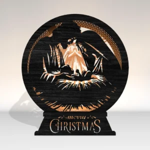 Wooden Holy Family Lamp – Christian Christmas Decor & Holiday Light
