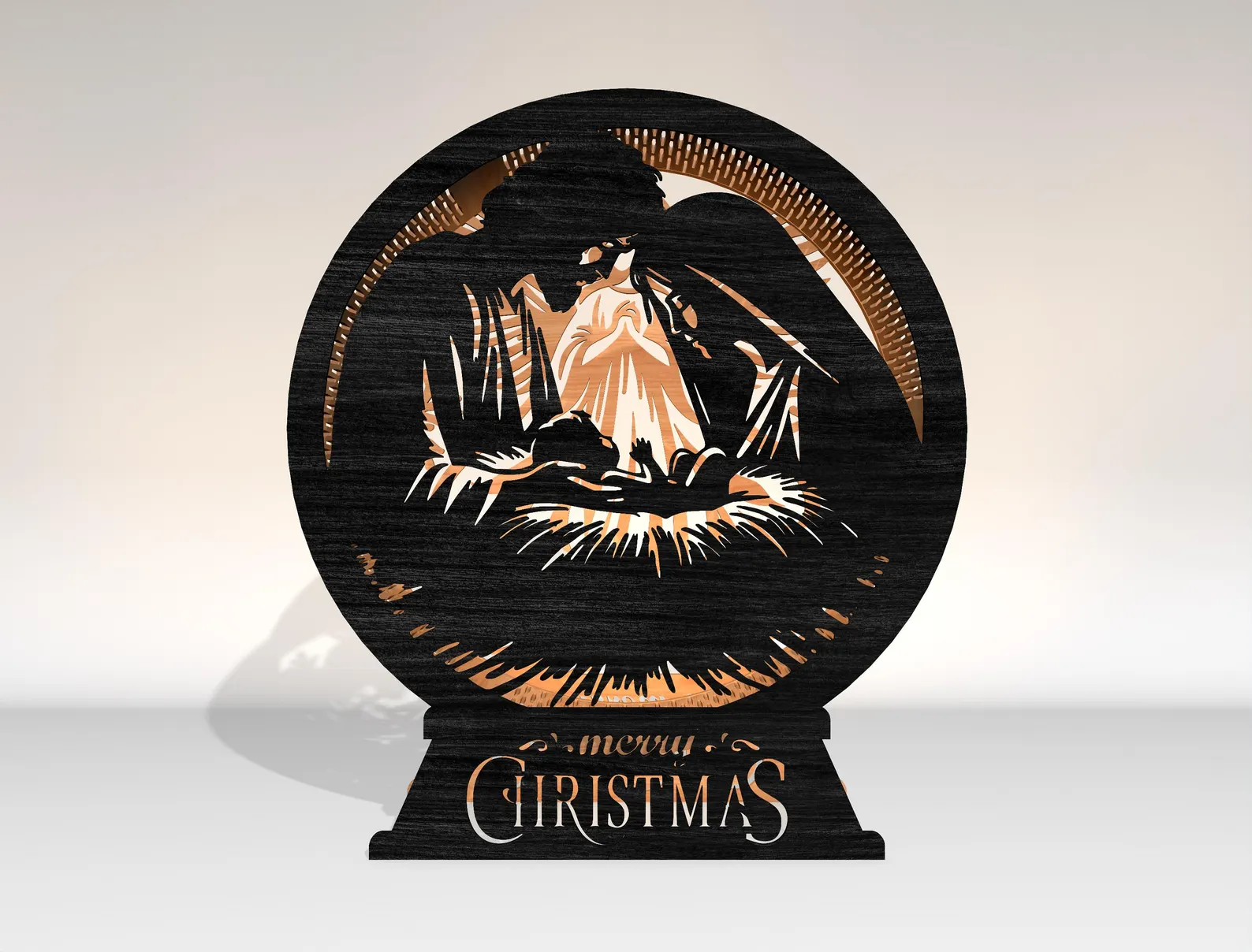Wooden Holy Family Lamp – Christian Christmas Decor & Holiday Light