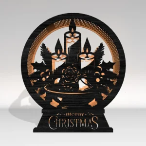 Wooden Christmas Candle Lamp – Holiday Table Centerpiece & Festive Decor