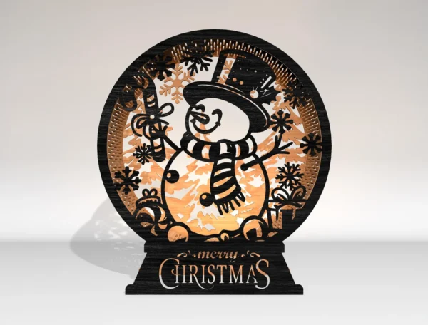 Wooden Snowman Christmas Lamp – Festive Winter Decor & Holiday Gift
