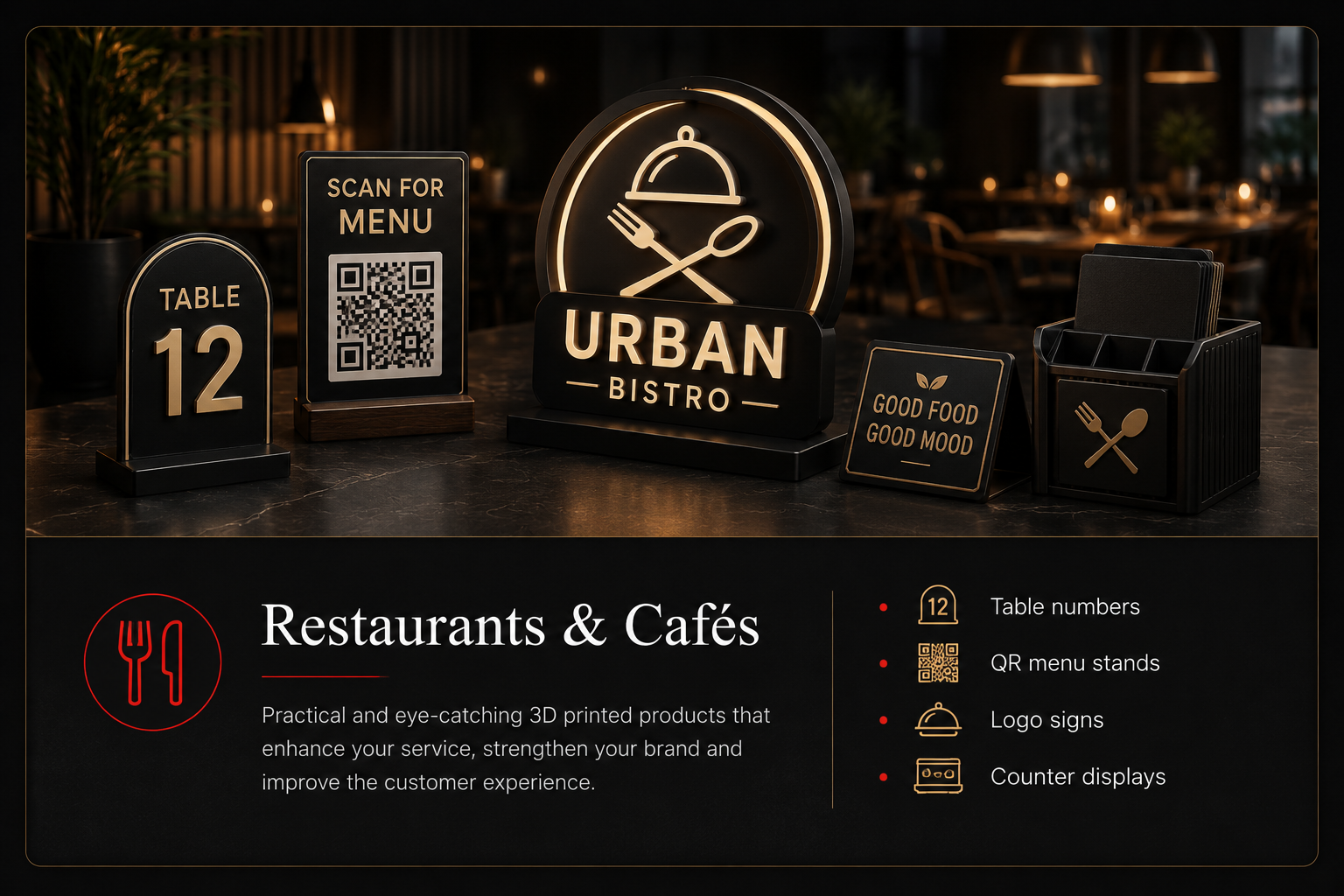 3D-printed business solutions for restaurants and cafés