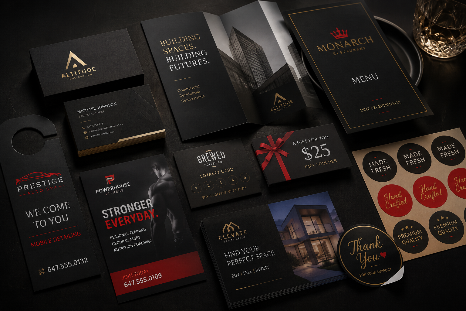 Premium business cards and printed marketing materials