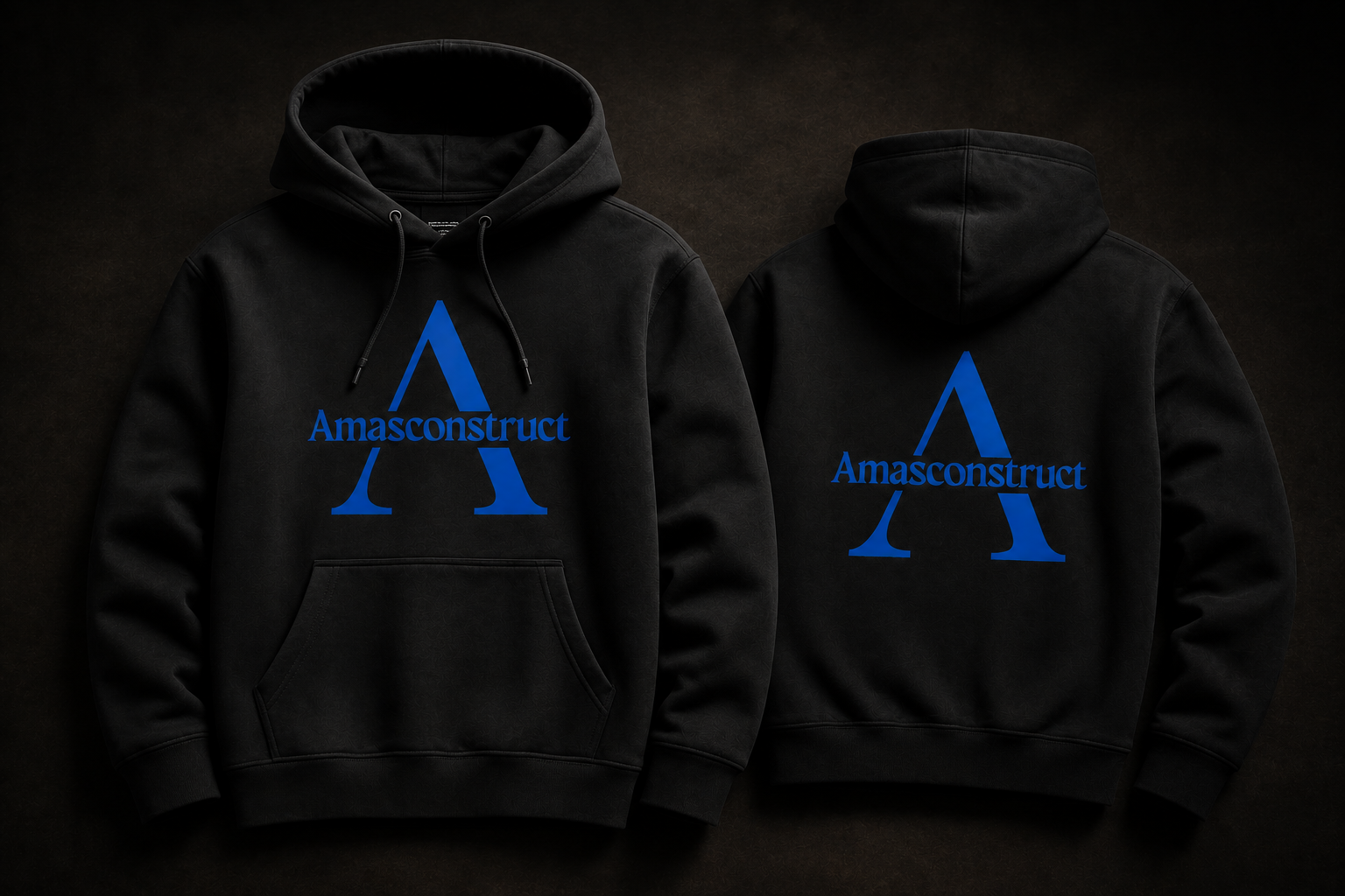 Black Amasconstruct branded hoodies