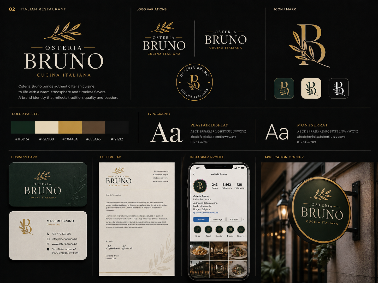 Osteria Bruno Italian restaurant brand identity presentation