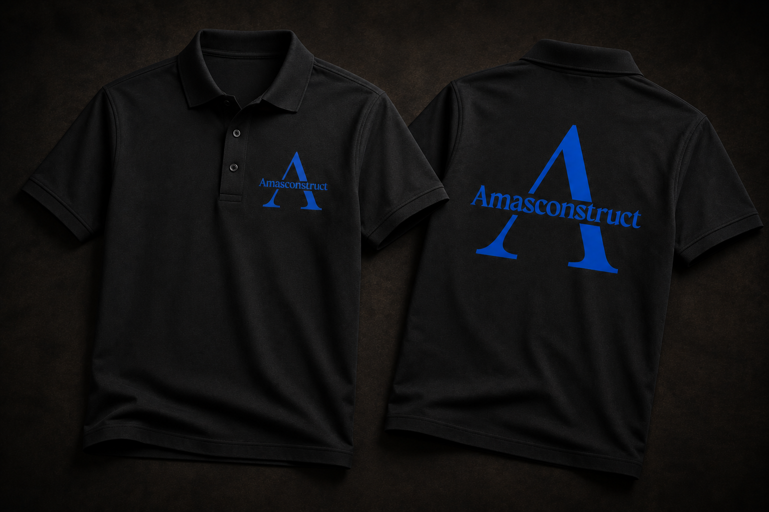 Black Amasconstruct branded polo shirts