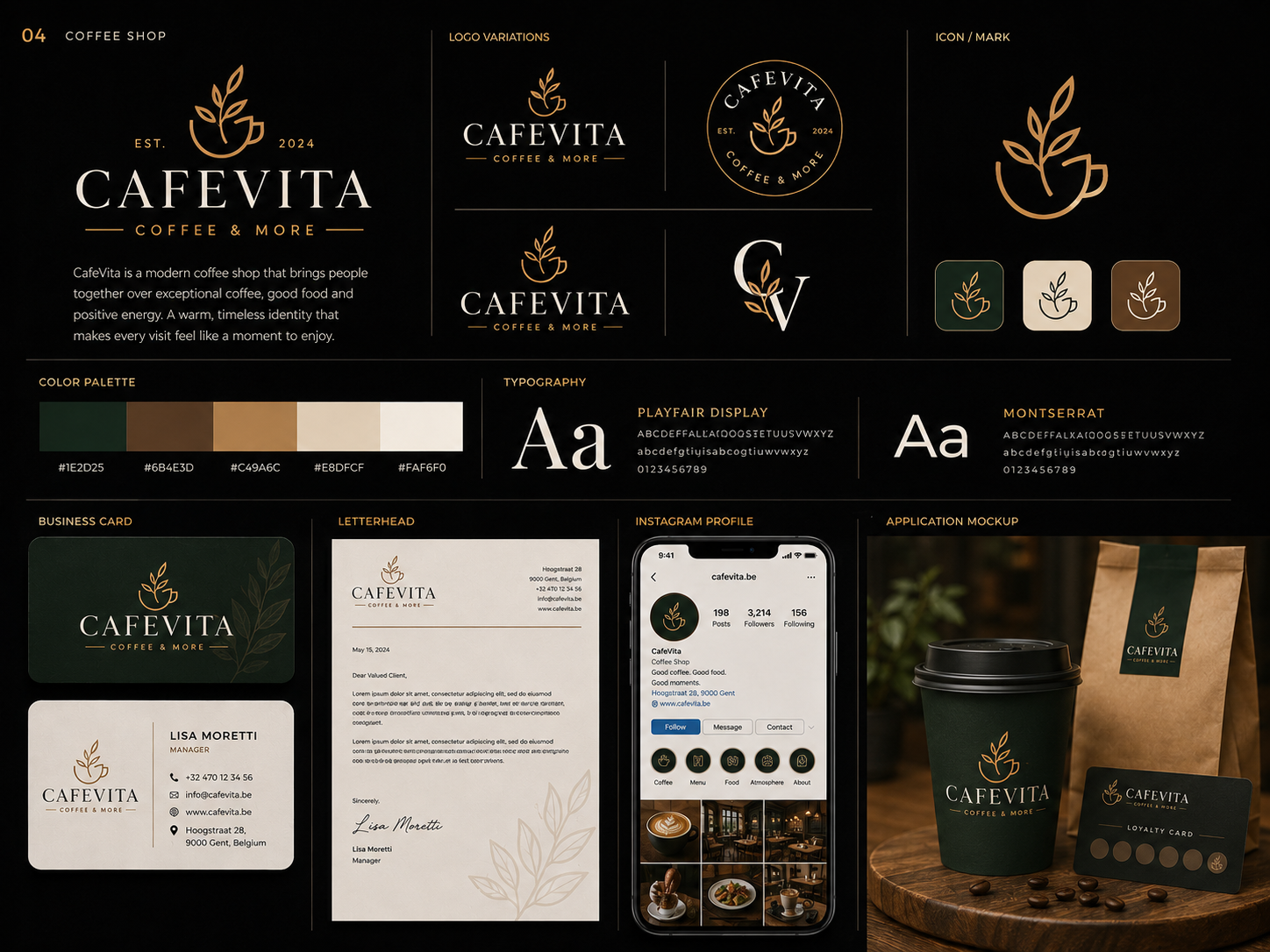 CafeVita coffee shop brand identity presentation